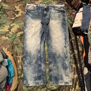 Akoo acid wash distressed wide leg baggy jeans vtg‎ y2k men's 42/33